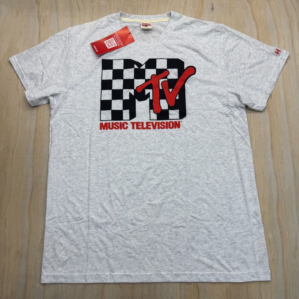NEW MTV Homage Tri-Blend Short Sleeve Crewneck Shirt Ash Light Gray Sz XL